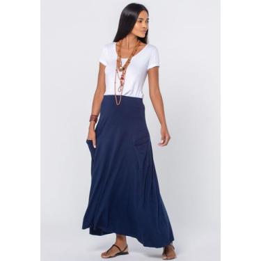 Imagem de Saia Longa Malha com Bolso Azul Marinho - Amazonia Vital