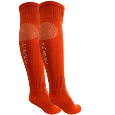 Imagem de Meião Futebol Adulto Penalty Matis VIII, Laranja, Branco, 39-44