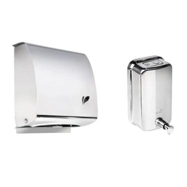 Imagem de Kit Linha Inox Dispenser Sabonete + Toalheiro Inox Polido - Biovis