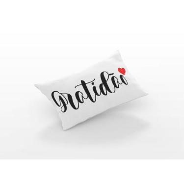 Imagem de Almofadas Baguete Cheia Decorativa Gratidão Com Frases com Zíper Enchi