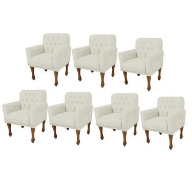 Imagem de Kit 07 Poltrona Cadeira Decorativa  Mona com Strass Sala de Estar Rece