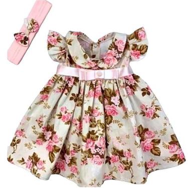 Imagem de Vestido de Bebê Menina Florido com Tiara 100% Algodão Iris - MUNDO NIN