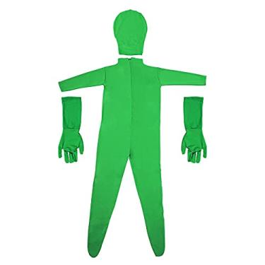 Imagem de Body de tela verde Chromakey, roupa masculina verde com luvas para fotografia, filme, vídeo, efeito invisível, Verde, L:170cm