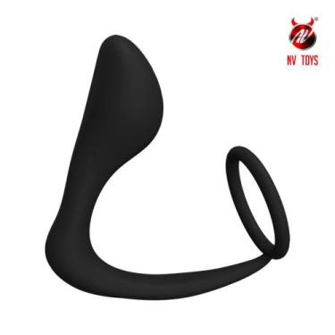 Imagem de Anel peniano em silicone com plug anal - NV TOYS