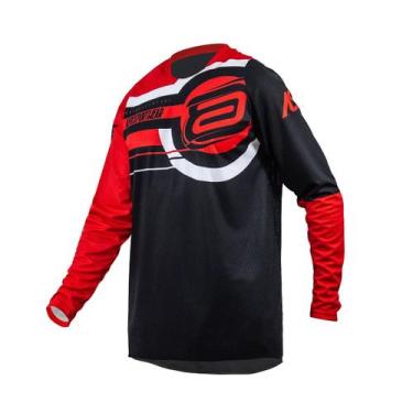 Imagem de Camisa Motocross Cross ASW Target Vermelho Off Road Moto, Preto vermel