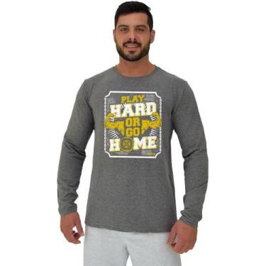 Imagem de Camiseta Manga Longa Moletinho MXD Conceito Play Hard Or Go Home, GG, 