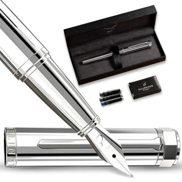 Imagem de Ellington Pens Conjunto de canetas-tinteiro de luxo - Canetas-tinteiro para escrever - ponta fina lisa - inclui conversor de tinta recarregável, 3 cartuchos de tinta [preto e azul], caixa de presente