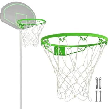 Imagem de steelway Substituição de aro de basquete, aro de basquete de 2 furos para trampolim de 4,3 m/4,9 m, suporte de parede externo para cesta de basquete, trampolim de 16 m, peça nº 14 (verde)