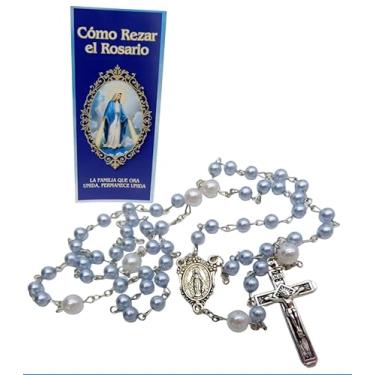 Imagem de Westmon Works Como Rezar El Rosario Catolico en Espanol Conjunto Espanhol de Contas de Acrílico com Crucifixo de Metal e Inclui Panfleto de Explicação, Small, Vidro, Sem Pedra Preciosa