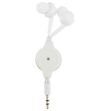 Imagem de ULTECHNOVO Fones de ouvido com fio, fones de ouvido telescópicos MP3 de tração dupla de 3,5 mm, fones de ouvido intra-auriculares para MP3 (branco)