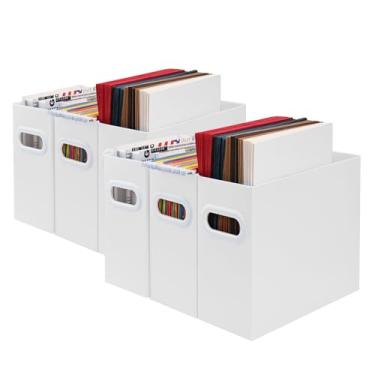 Imagem de Aosric Caixa organizadora de arquivos dobrável com alça – caixa de armazenamento de pasta de arquivos suspensa de papelão para mesa, escritório, escola ou casa – caixa de arquivo portátil colorida