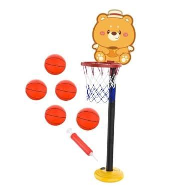 Imagem de menolana Conjunto de cesta de basquete para crianças, suprimentos para jogos de arremesso, brinquedos portáteis para esportes ao ar livre, rede de basquete, Amarelo