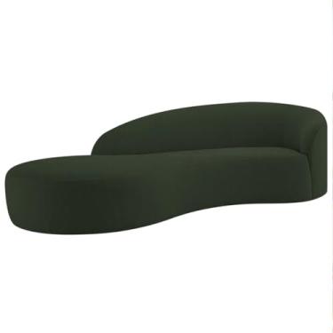 Imagem de Divã Recamier Orgânico França 160cm Lado Esquerdo Linho Verde - Amarena Moveis