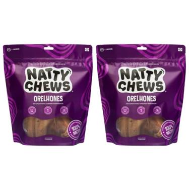 Imagem de Kit 2 Embalagens Mordedor Orelha Bovina Natural Desidratada Orelhones Natty Chews Para Cães - 6 Unidades
