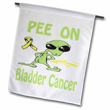 Imagem de 3dRose Super Funny Peeing Alien Support Causes for Bexiga Cancer - Bandeira de jardim, 30,48 x 45,72 cm