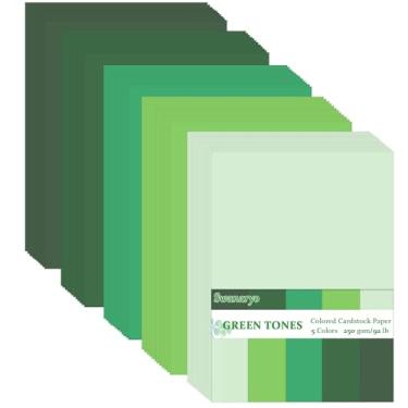 Imagem de 100 folhas de cartolina verde 21 x 28 cm, 5 cores sortidas de papel cartão colorido 41,7 kg/250 g/m² para artesanato faça você mesmo, scrapbook, decoração, cartão, artesanato