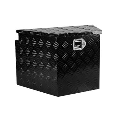 Imagem de SPOFLYINN Caixa de ferramentas de lingueta de reboque, alumínio revestido com pó de 5 bares, organizador de armazenamento de caixa de ferramentas de língua de reboque com trava e chaves para cama de