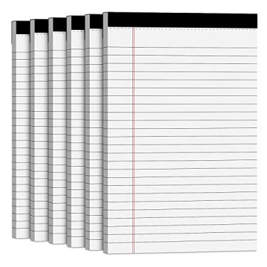 Imagem de Blocos de notas legais 12 x 20 cm, pacote com 6 blocos de notas micro perfurados para escritório/escola/faculdade/negócios, (30 folhas) pautados blocos de notas de papel branco multiuso, caderno, trabalho, blocos de notas para anotações