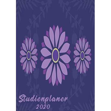 Imagem de Studienplaner 2020: Wochenplaner zum notieren, organisieren und planen DIN A4. Kalender/Terminkalender/Monats- / Tagesübersicht/Kontakt- / Geburtstags listen/Design : Blumen Retro Bunt Pastell