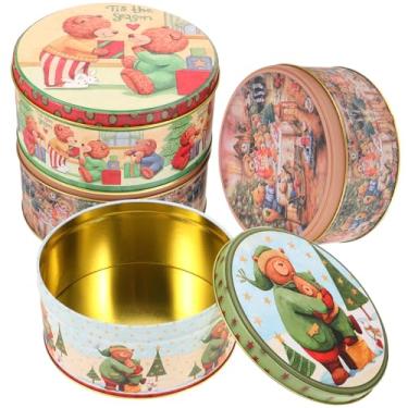 Imagem de 4 Latas de Biscoitos de com Tampas, Latas de Doces de , Latas de Biscoitos de Metal Pequenas, Recipientes para Biscoitos de , Caixas de Biscoitos de p (, Cores Sortidas)