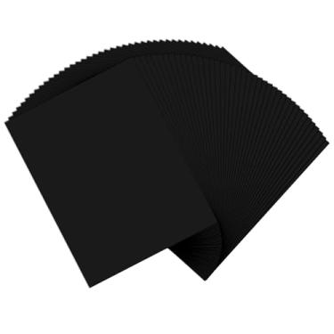 Imagem de Papel de cartolina de 50 kg, cartolina pesada Goefun 50 folhas de papel preto para cartolina 21 x 27 cm para convites, currículos, cartões de visita, cartões DIY (300 g/m²)