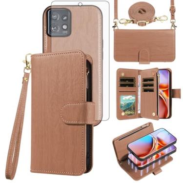 Imagem de Asuwish Capa de celular para Motorola Edge+ Plus 2023/Edge 40 Pro 5G/Moto X40 carteira magnética destacável com protetor de tela de vidro temperado alça transversal suporte para cartão X feminino