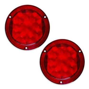 Imagem de Dream Lighting Luz de sinal de parada de freio traseiro redondo LED 12 volts para trailer caminhão automotivo-vermelho luz, IP65, pacote com 2, aprovado pelo DOT