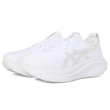 Imagem de Asics Tênis de corrida feminino Gel-Nimbus 27, Branco/Cinza geleira., 35