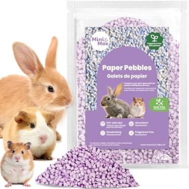 Imagem de mini&moe Roupa de cama de pellets de papel para animais pequenos: Roupa de cama de pellets de papel natural absorvente de odor e umidade - para porquinhos-da-índia, hamsters e coelhos, 900 g