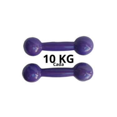 Imagem de Par De Halteres Emborrachado 10 Kg Fitness Musculação - Exercise Sport