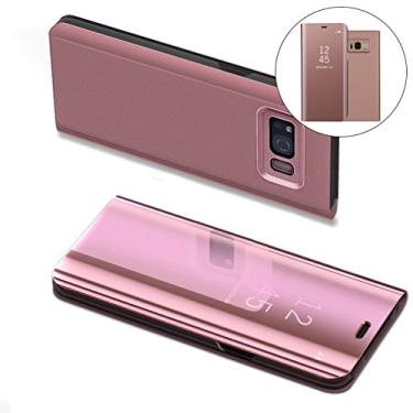 Imagem de COTDINFORCA Capa para Samsung S8, design espelhado, visão clara, estilo livro, capa protetora de luxo com suporte para Samsung Galaxy S8 SM-G950-5,8 polegadas, espelho flip, ouro rosa