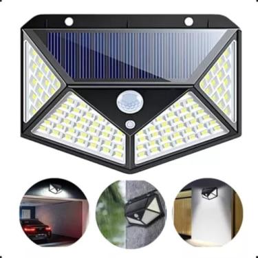 Imagem de Luminária Solar 100 Leds Externa 20W Com Sensor De Movimento À Prova D'água Lâmpada Par...