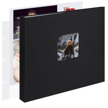 Imagem de 1DOT2 12x12 polegadas grande 3 anéis diy scrapbook álbum de fotos diário com 30 mangas de plástico 60 páginas e capa de tecido para viagens de bebê aniversário de casamento aventura infantil