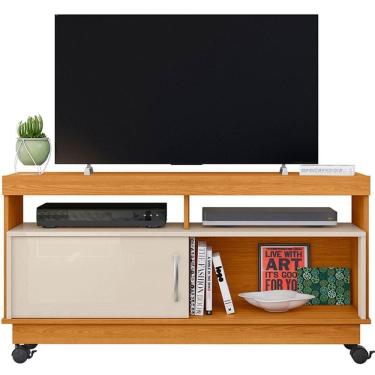 Imagem de Rack Bancada Abel 1 Porta De Correr Para Tv De 50 Polegadas Cinamomo/off White