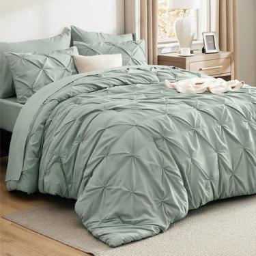 Imagem de Conjunto de Edredom Bedsure Queen Size 7 Peças - Verde Sálvia