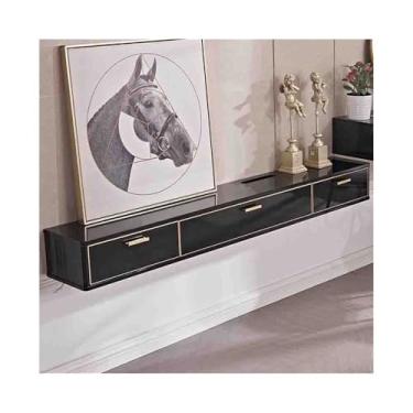 Imagem de Armário de TV Suporte de TV flutuante, centro de entretenimento montado na parede de 70,9 "com 2 gavetas, moderno console de mídia com porta rebatível, gabinete de armazenamento flutuante para TVs emb