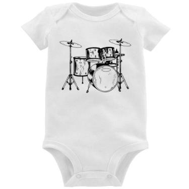 Imagem de Body Bebê Bateria Música - Foca na Moda, Branco, M