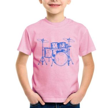 Imagem de Camiseta Infantil Bateria Música (azul) - Foca na Moda, Rosa bebê, 8