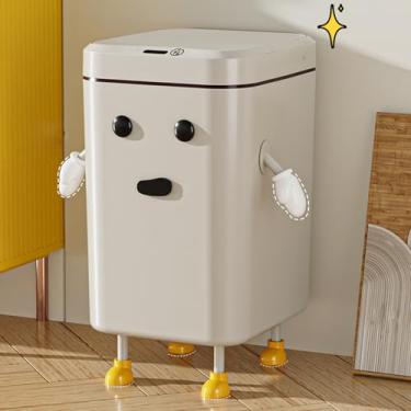 Imagem de Lixeira automática para banheiro com tampa, Lixeira retangular inteligente de indução de 15,7 L, Lixeira sem toque para cozinha, banheiro, quarto