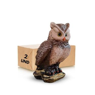 Imagem de Escultura Decorativa Kit 2 Coruja Espantalho Repelente Espanta Pombo P