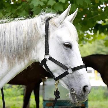 Imagem de ZRSCHYG Cabresto de cavalo, alça de nylon ajustável com ferragens de metal (preto, G)