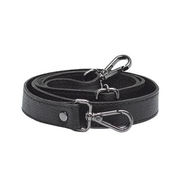 Imagem de Alça Bolsa Transversal Tiracolo Avulsa em Couro Legítimo Metal Grafite Ônix para Bolsas Malas Pastas (1 cm)