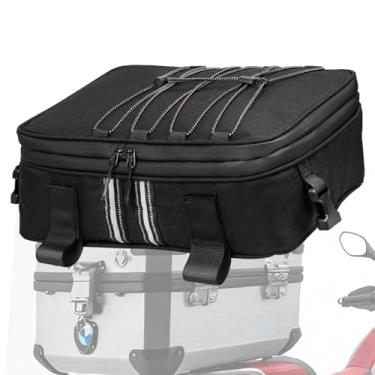 Imagem de WUMOTIX Bolsa traseira expansível para motocicleta, mala de viagem, bolsa de bagagem, bolsa de armazenamento superior para motocicleta, bolsa de assento traseiro com alça de ombro, bolsa de alforje