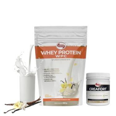 Imagem de Whey Protein Concentrado Pouch 900g + Creafort Pote 300g Vitafor (900, Baunilha)