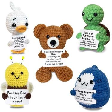 Imagem de Animais de crochê AicooFest Positive Duck Shark Bee Turtle x5