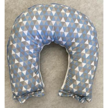 Imagem de Almofada para Amamentar Bebe - Forma Geométrica - Azul Claro - Jandis 