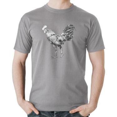 Imagem de Camiseta Algodão Galo Desenho - Foca na Moda, Cinza, P