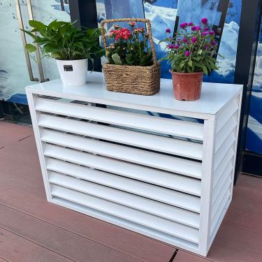 Imagem de Mini capa de ar condicionado split para unidade externa, capa de alumínio para ar condicionado e bomba de calor, moldura de ar condicionado, adequada para ambientes internos e externos, branco, 100 x