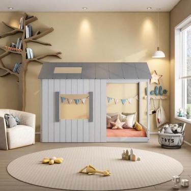 Imagem de Cama Infantil Montessoriana Cabana Pkolino Off White/Cinza Claro - Móv