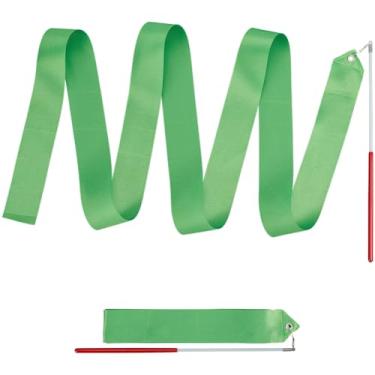 Imagem de CREATCABIN 2 Pçs Fitas de Dança Verde Limão Fita de Ginástica com Alças Fitas Giratórias Varinhas de Nylon Varinha de Dança Ginástica Rítmica Twirler Sticks Streamers para Shows de Talentos Artísticos